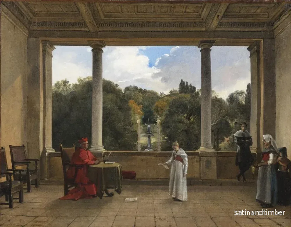 Reproduktion av målningen av publiken med kardinalen Aldobrandini i loggian på villan Belvédère i Frascati - François-Marius Granet - Bild 2