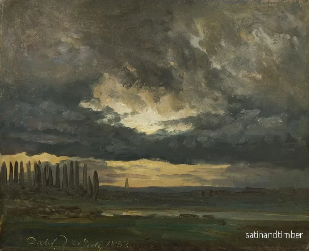 Reproduktion av målningen Studie av moln över Elbe med popplar - Johan Christian Dahl - Bild 2