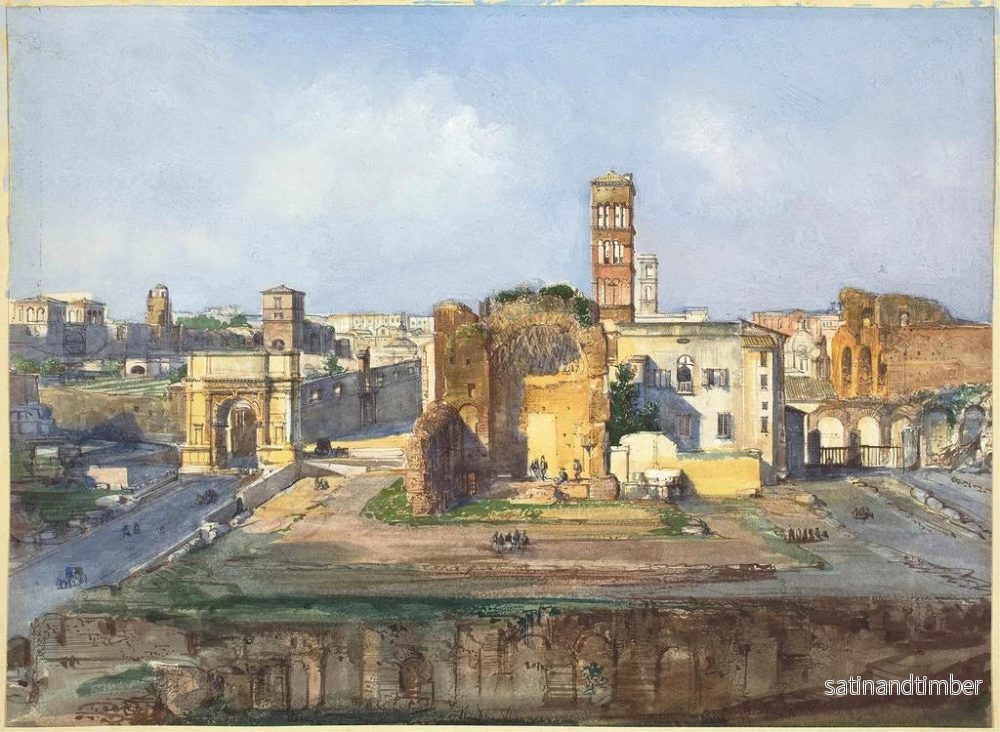 Reproduktion av målningen Långsamt reproduktion av Titus-arcen och Venus- och Roms-templet nära Forum Romanum - Ippolito Caffi - Bild 2