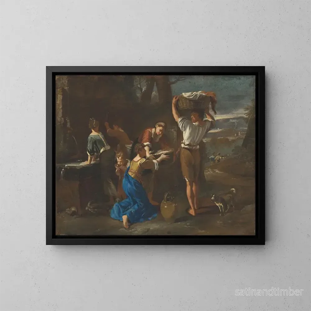 Reproduktion av målningen Laveuses au puits - Michelangelo Cerquozzi