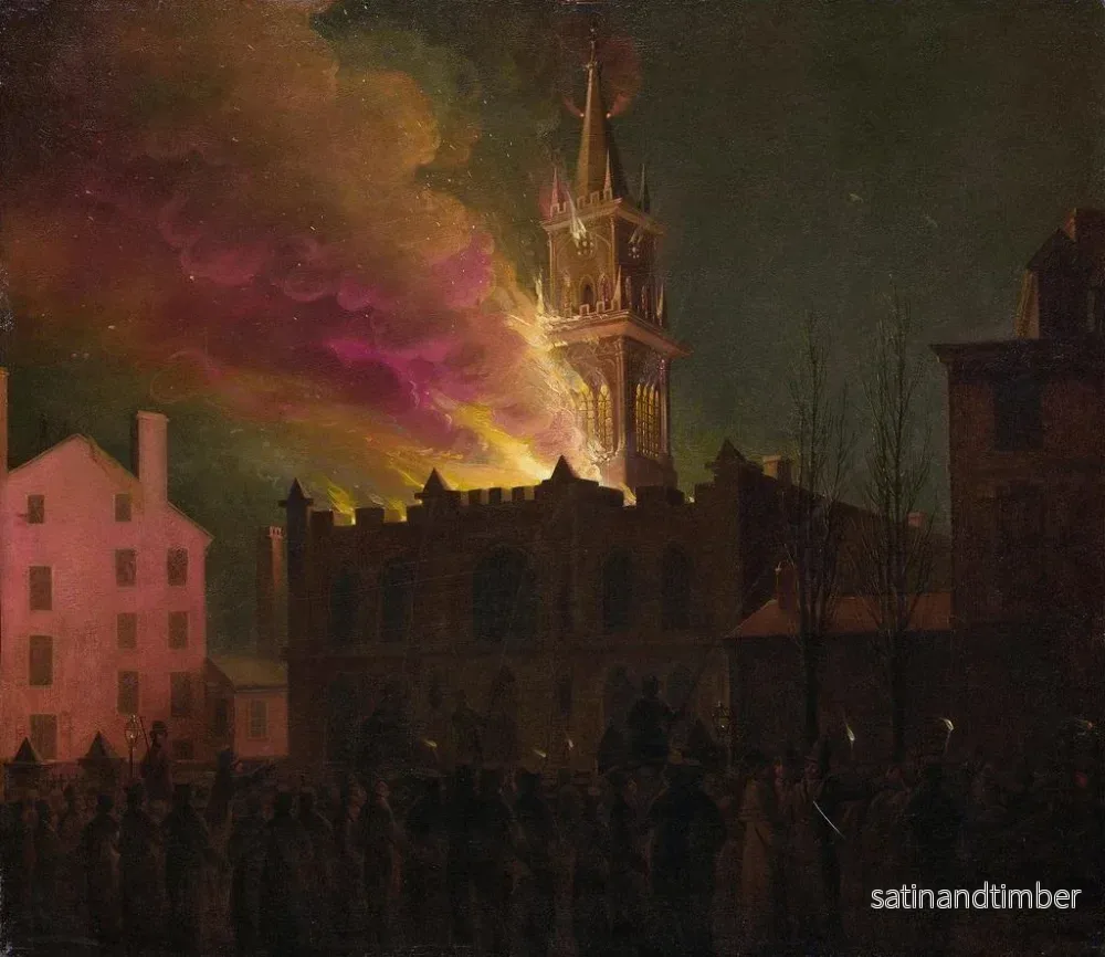 Reproduktion av målningen av Konsttryck av brasan i den frimurarloge på Chestnut Street, Philadelphia, Pennsylvania - Samuel Jones - Bild 2