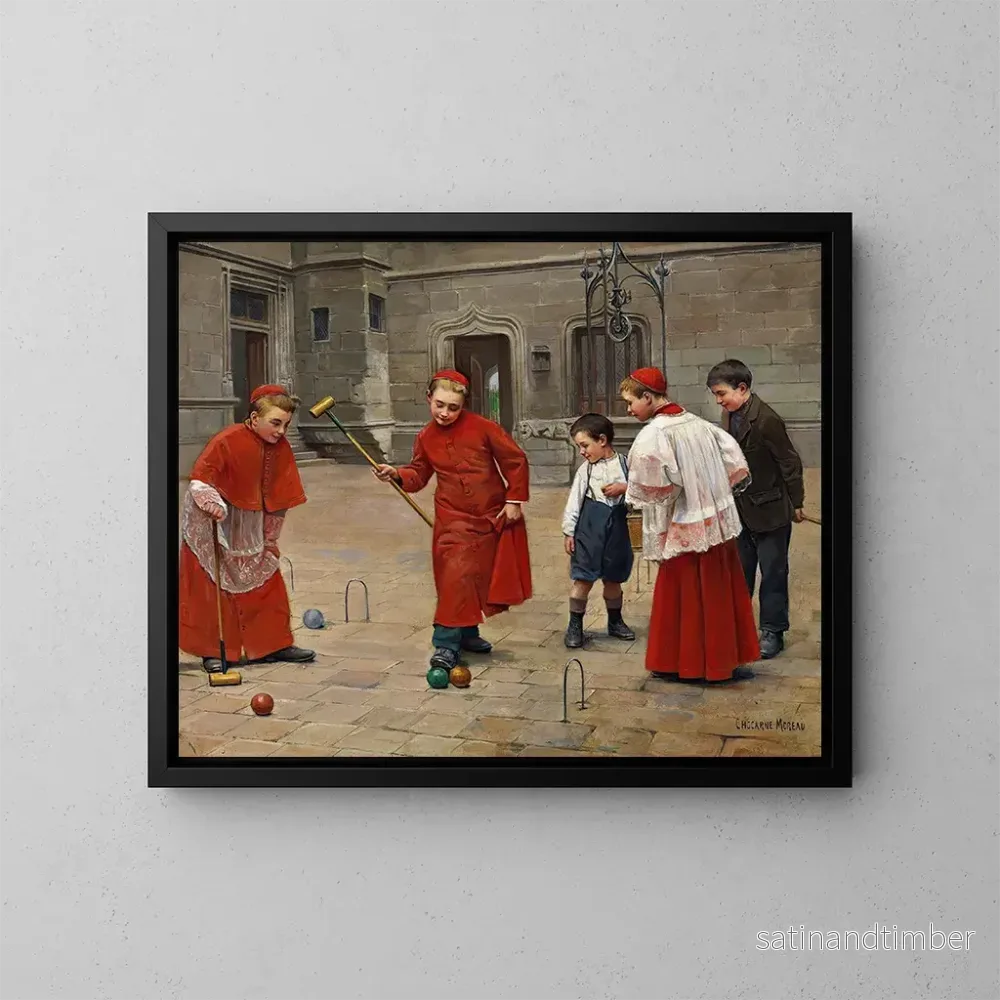 Reproduktion av målningen Jouer au croquet - Paul Charles Chocarne-Moreau