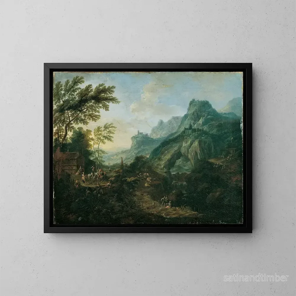 Reproduktion av målningen av ett perfekt bergslandskap med en väg - Maximilian Joseph Schinnagl