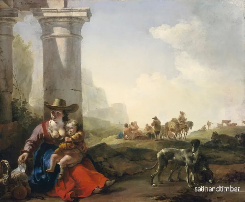 Reproduktion av målningen av italienska bondgårdar bland ruiner - Jan Baptist Weenix - Bild 2