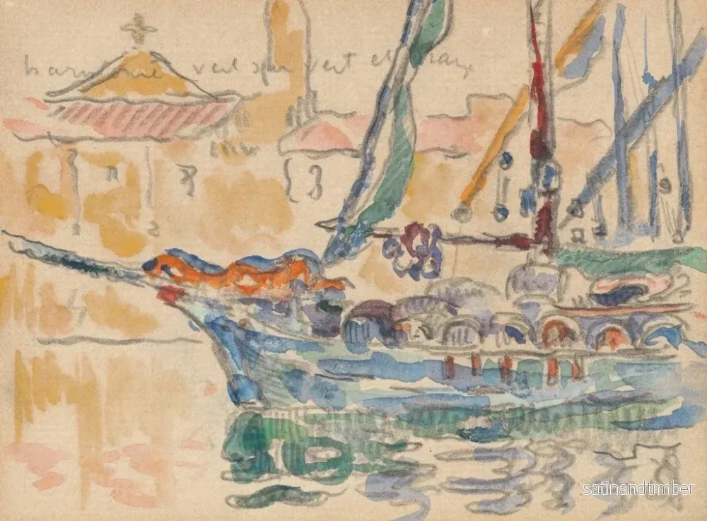 Reproduktion av målningen Saint-Tropez, les tartanes - Paul Signac - Bild 2