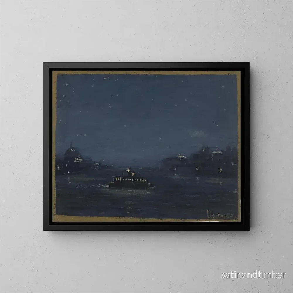 Reproduktion av målningen Ferryboat de nuit - Louis Michel Eilshemius