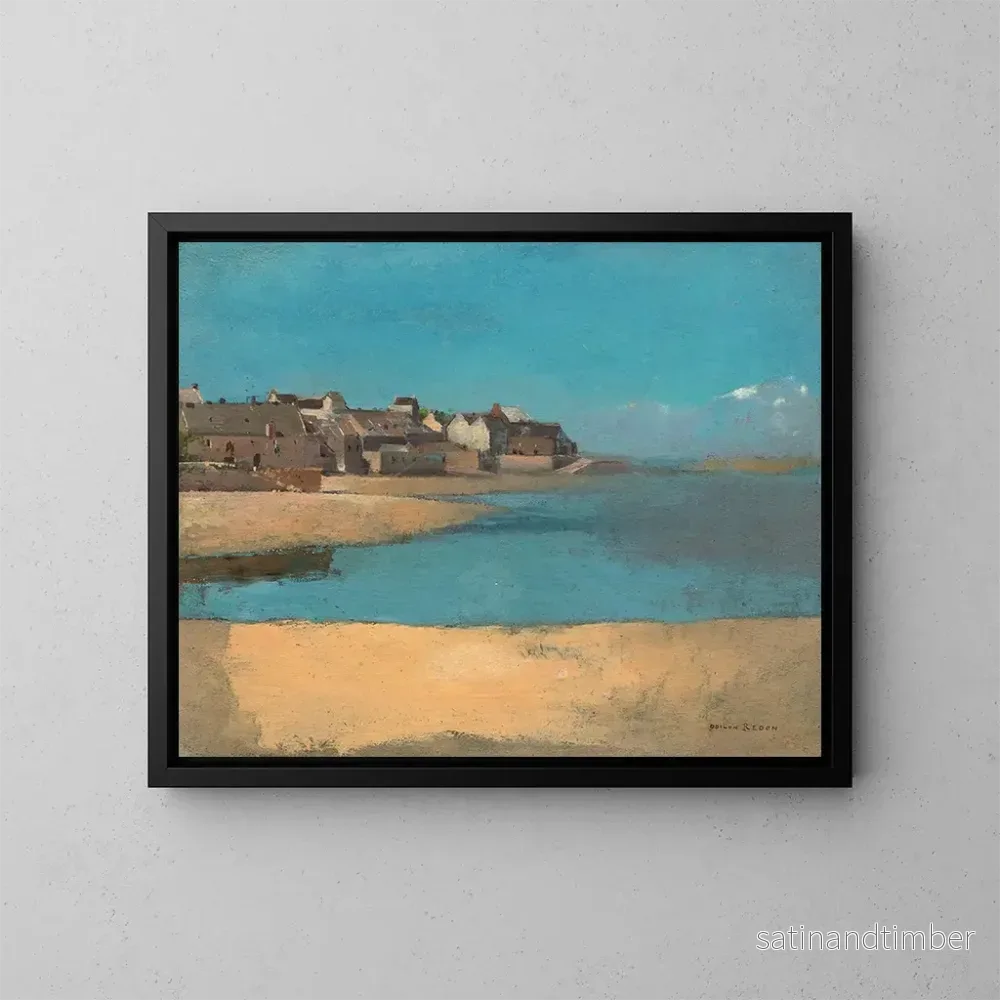 Reproduktion av målningen av by vid havet i Bretagne – Odilon Redon Reproduktion av målningen av by vid havet i Bretagne – Odilon Redon