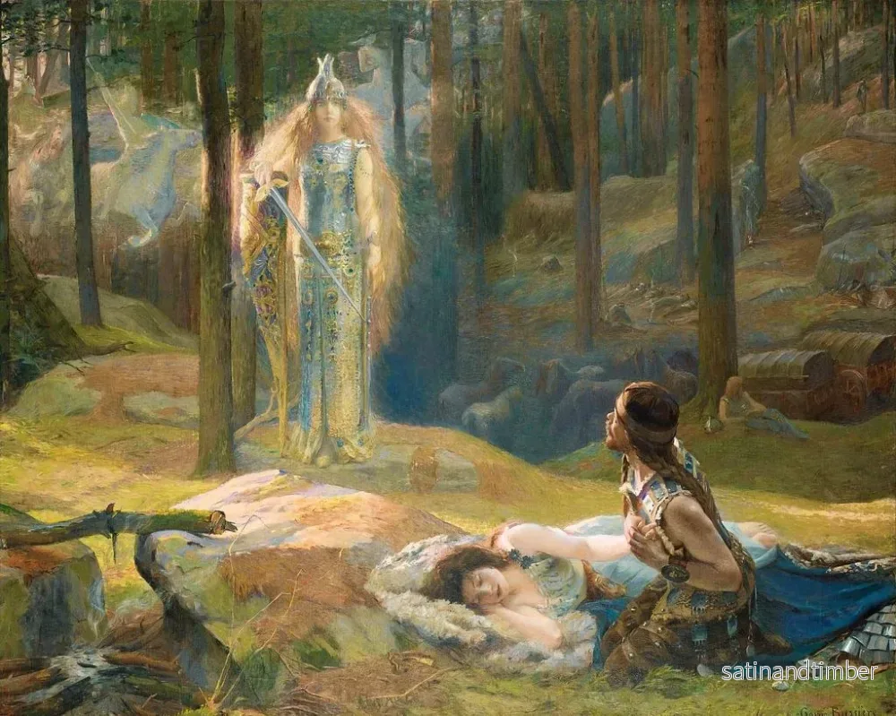Reproduktion av målningen La révélation de Brynhild découvrant Sieglind et Sigmund - Gaston Bussière - Bild 2