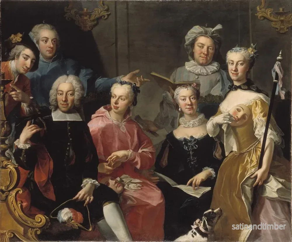 Reproduktion av målningen Ulrika Lovisa Tessin, Carl Gustaf Tessin, Erik Sparre, Johan Gabriel Sack, Nils Bielke, Eva Bielke och Hedvig Elisabet Sack - Martin van Meytens - Bild 2