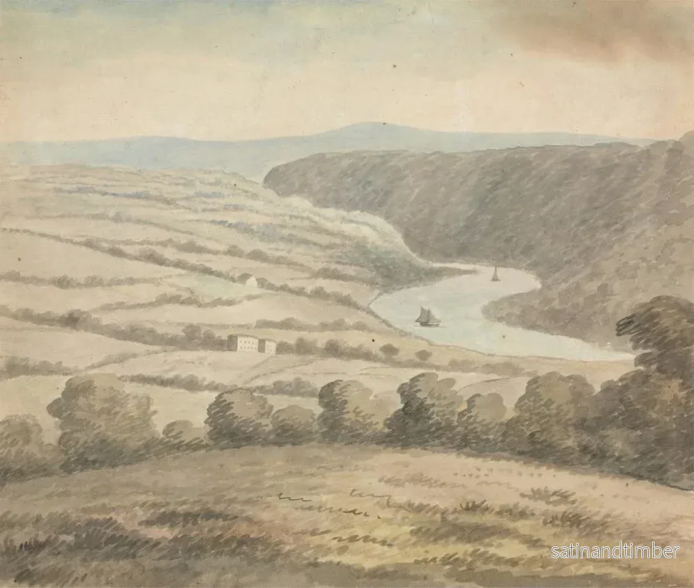 Reproduktion av målningen Landskapsflod med båtar - Edward Francis Burney - Bild 2