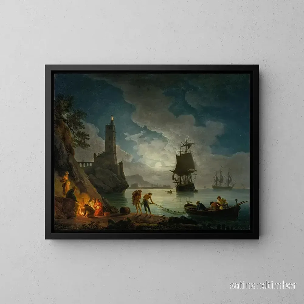 Reproduktion av målningen En hamn i månsken – Claude-Joseph Vernet Reproduktion av målningen En hamn i månsken – Claude-Joseph Vernet