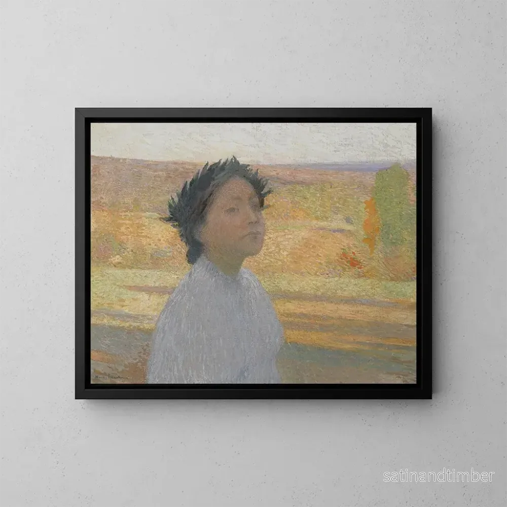 Reproduktion av målningen Buste av ung flicka med en lagerkrans - Henri Martin