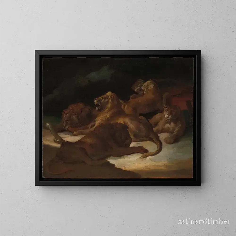 Reproduktion av målningen Lejon i ett berglandskap - Théodore Géricault