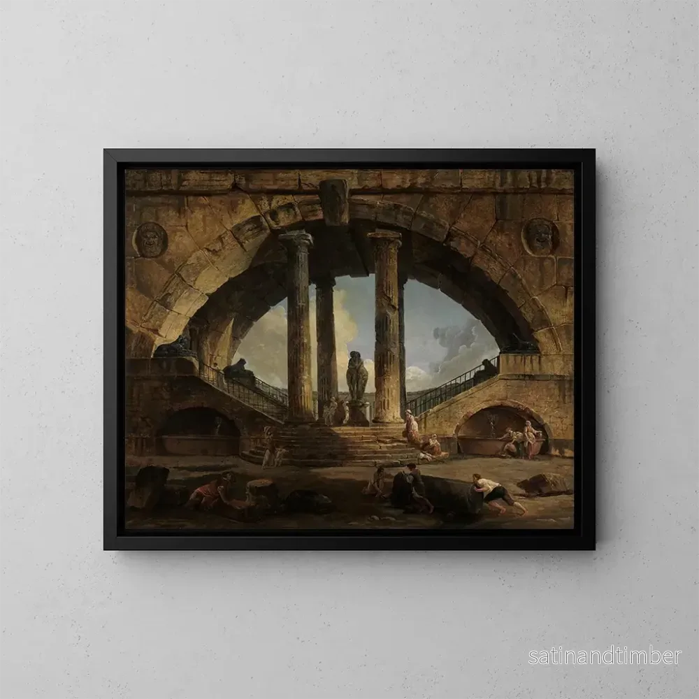 Reproduktion av målningen Vue fantasifull romersk - Hubert Robert