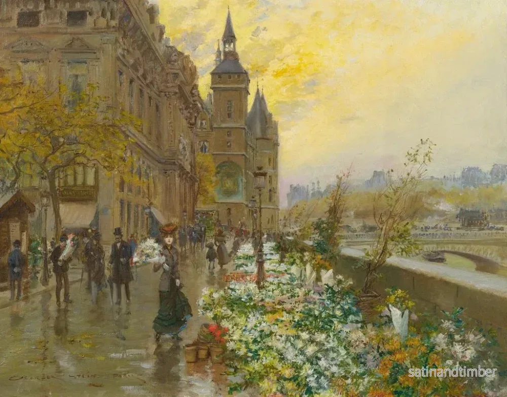Reproduktion av målningen Le marché aux fleurs - Georges Stein - Bild 2