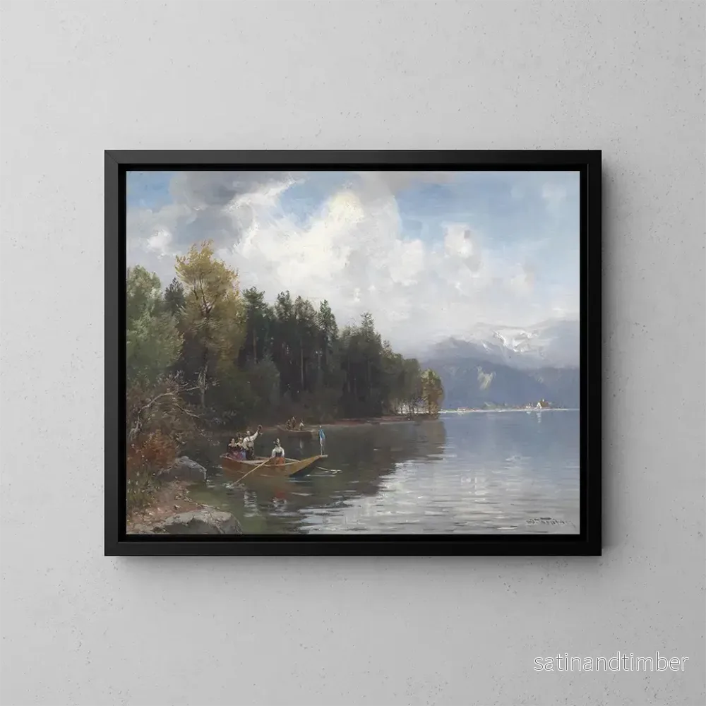 Reproduktion av målningen Partien au Walchensee - Joseph Wopfner