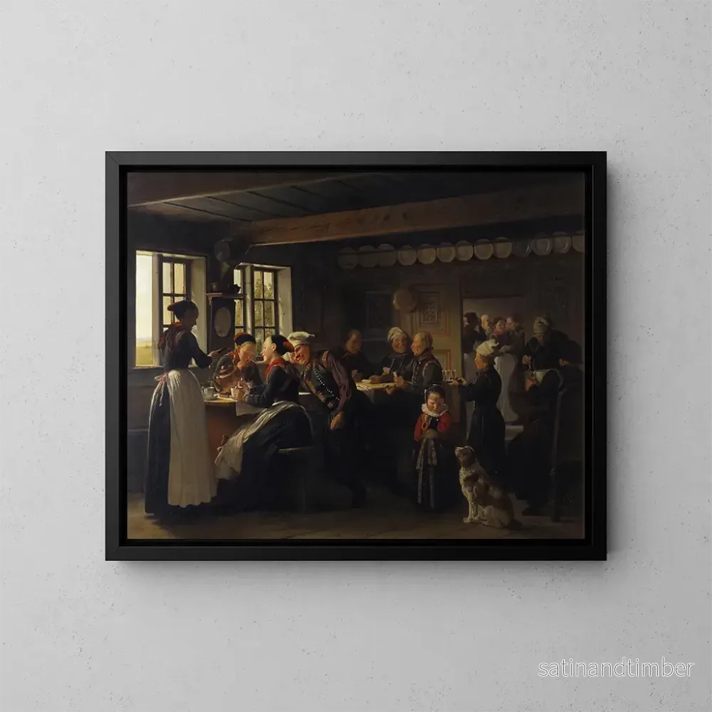 Reproduktion av målningen av ett guildsavsnitt i Amager - Julius Exner