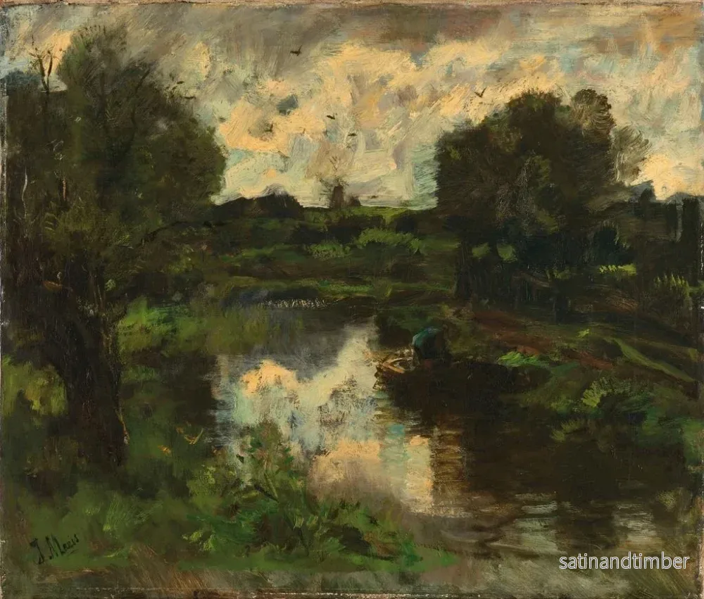 Reproduktion av målningen Ett landskap av dikningar efter ett åskväder - Jacob Maris - Bild 2