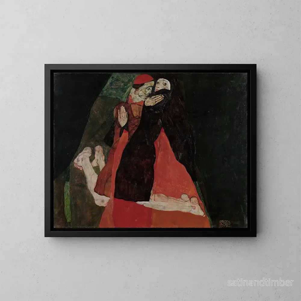 Reproduktion av målningen Le Cardinal et la Nonne s'embrassent - Egon Schiele