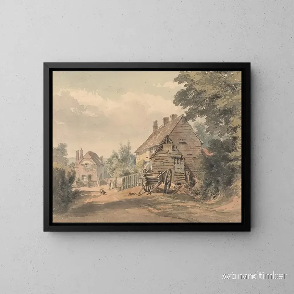 Reproduktion av målningen En gata i en landsbygd - William Henry Hunt