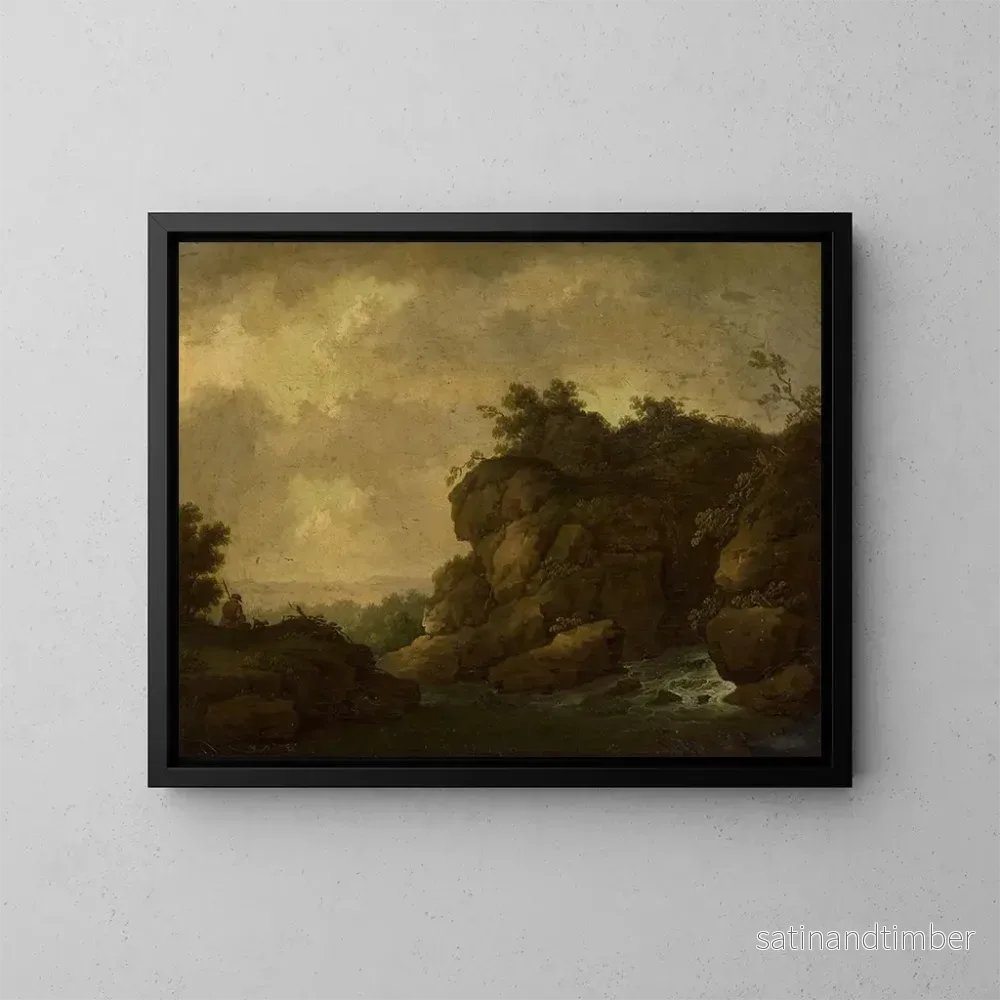 Reproduktion av målningen Landskapsromantisk med en herde - Johann Christoph von Bemmel