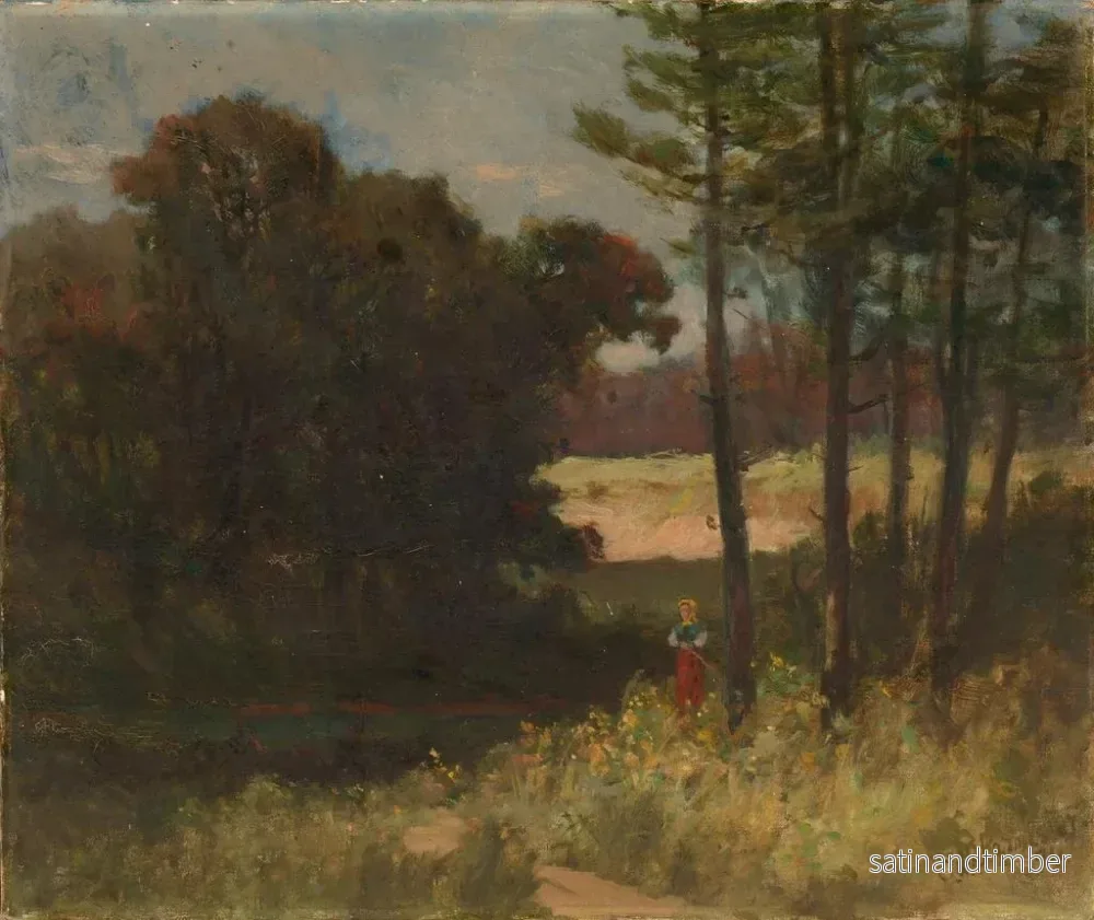 Reproduktion av målningen av ett landskapsmotiv utan titel med träd och en kvinna - Edward Mitchell Bannister - Bild 2