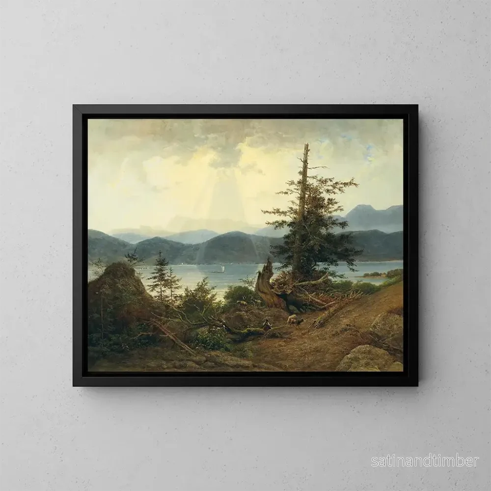Reproduktion av målningen Scen vid Attersee - Josef Feid