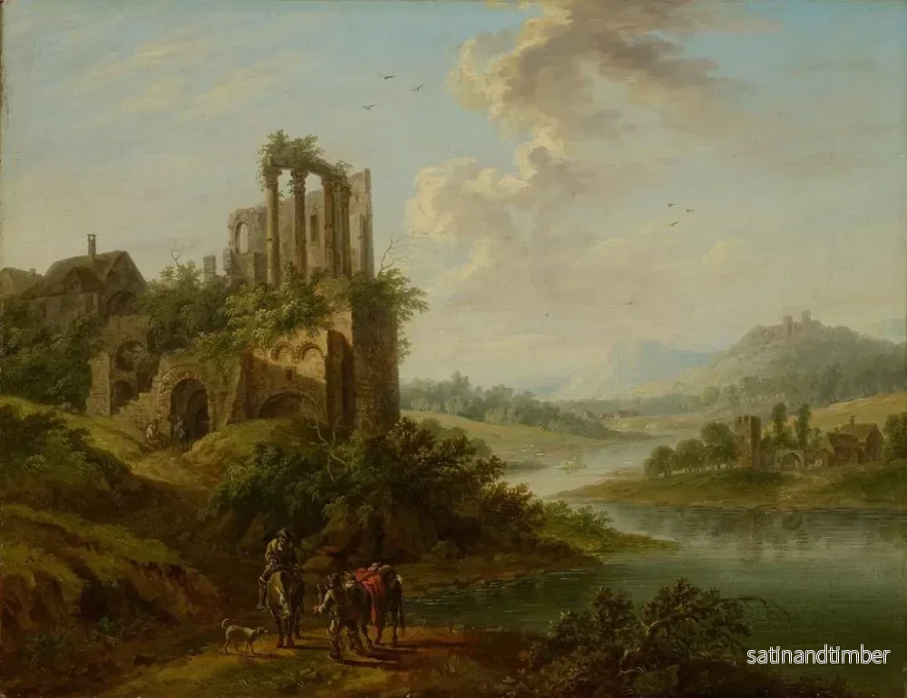 Reproduktion av målningen Landskap med tempelruiner - Christian Georg Schütz den Äldre - Bild 2