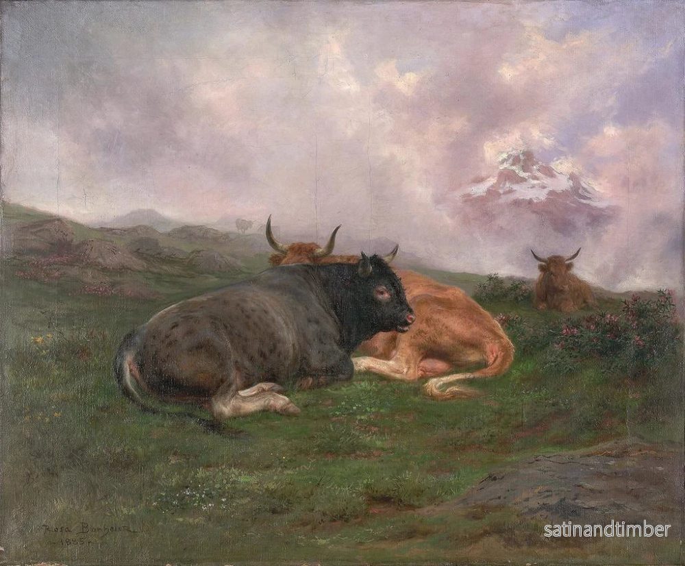 Reproduktion av målningen Bétail au repos sur une colline dans les Alpes - Rosa Bonheur - Bild 2