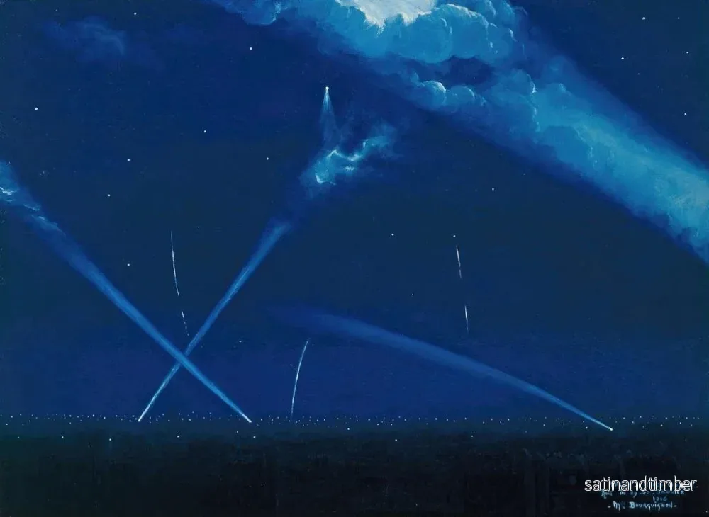 Reproduktion av målningen Le dernier raid des zeppelins dans la nuit du 29 au 30 janvier 1916 - Maurice Jean Bourguignon - Bild 2