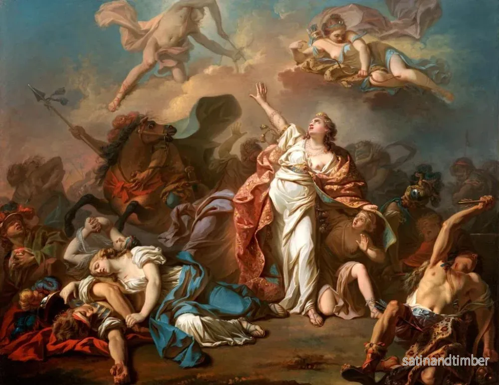 Reproduktion av målningen Apollon och Diane attackerar Niobés barn - Jacques Louis David - Bild 2