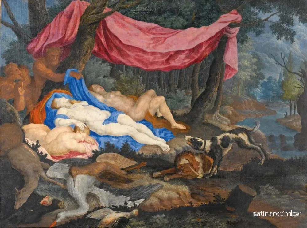 Reproduktion av målningen En satyr som tittar på sovande nymfer - Flamländsk skola - Bild 2
