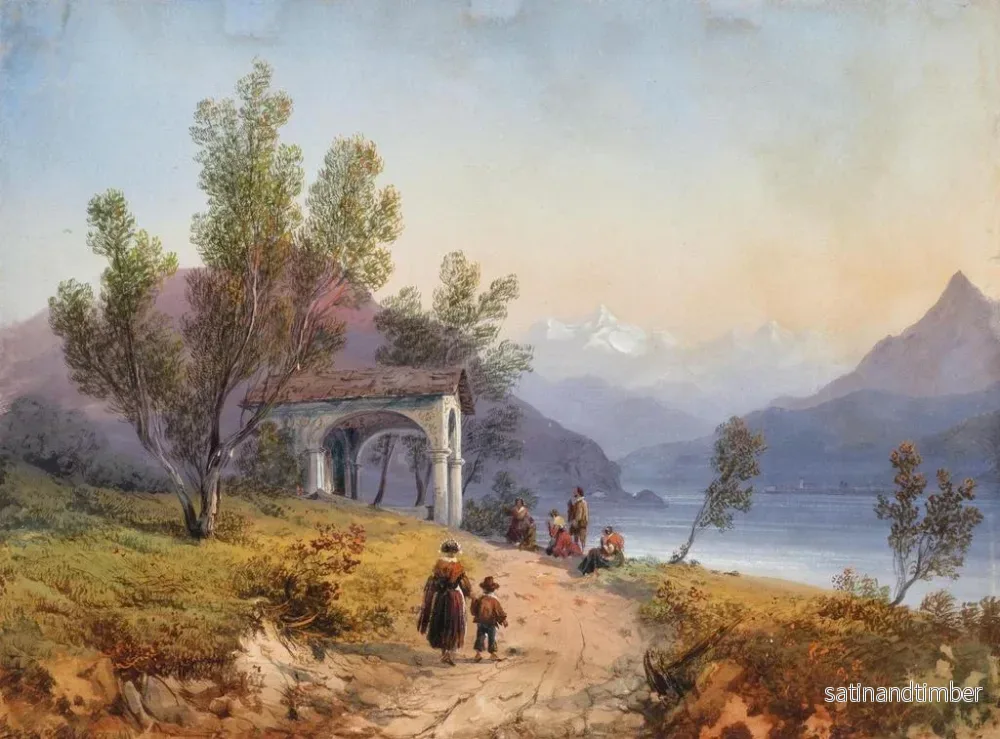 Reproduktion av målningen Bön på stranden vid Maggiore-sjön - Carlo Bossoli - Bild 2