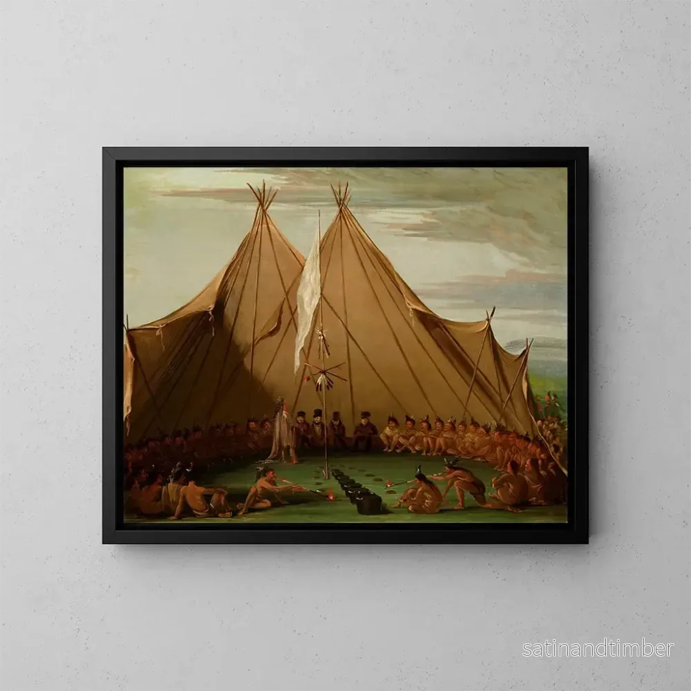Reproduktion av målningen Festin de chien sioux - George Catlin