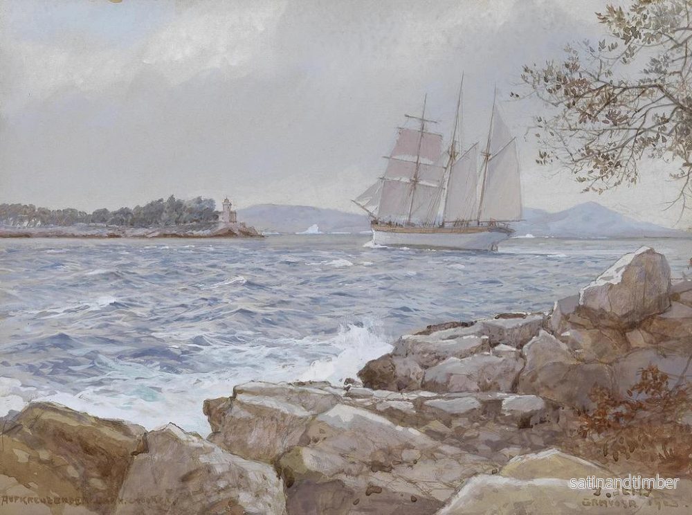Reproduktion av målningen Båtar med korsade segel - Johann Seitz - Bild 2
