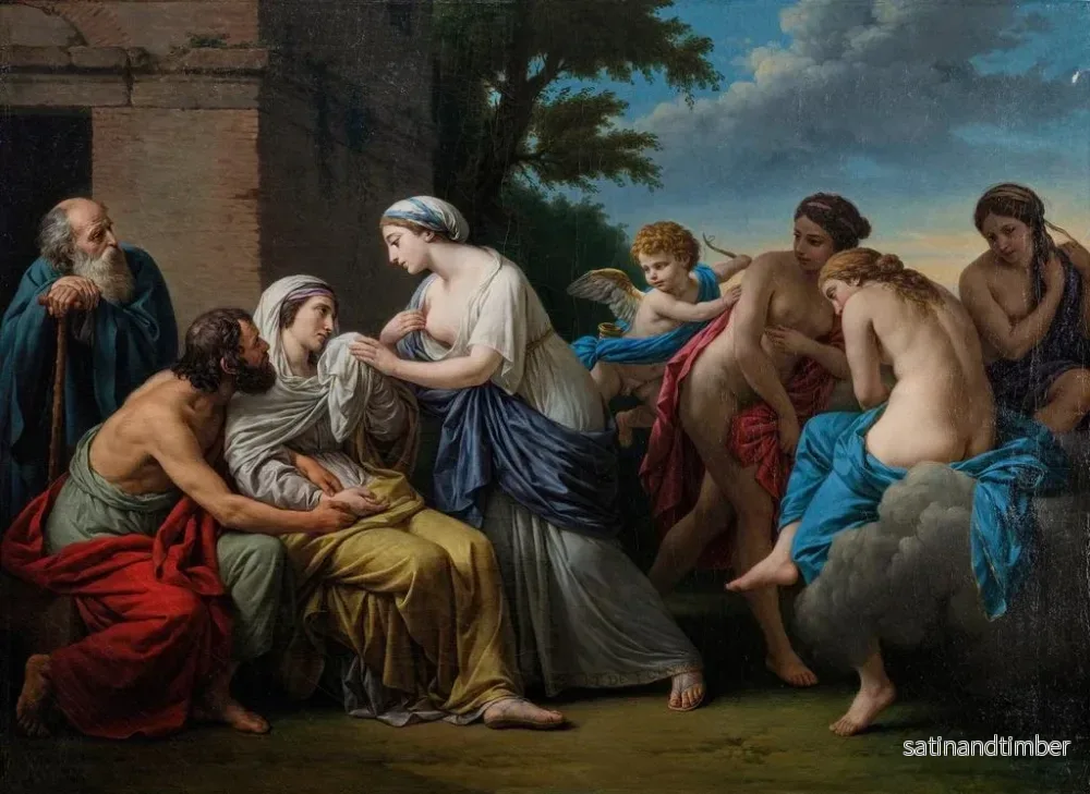 Reproduktion av målningen Längd: 73 cm, Höjd: 92 cm, Material: Olja på duk, Origin: Frankrike, År: 1770-tal, Konsttryck: Ja, Målning: Ja - Bild 2