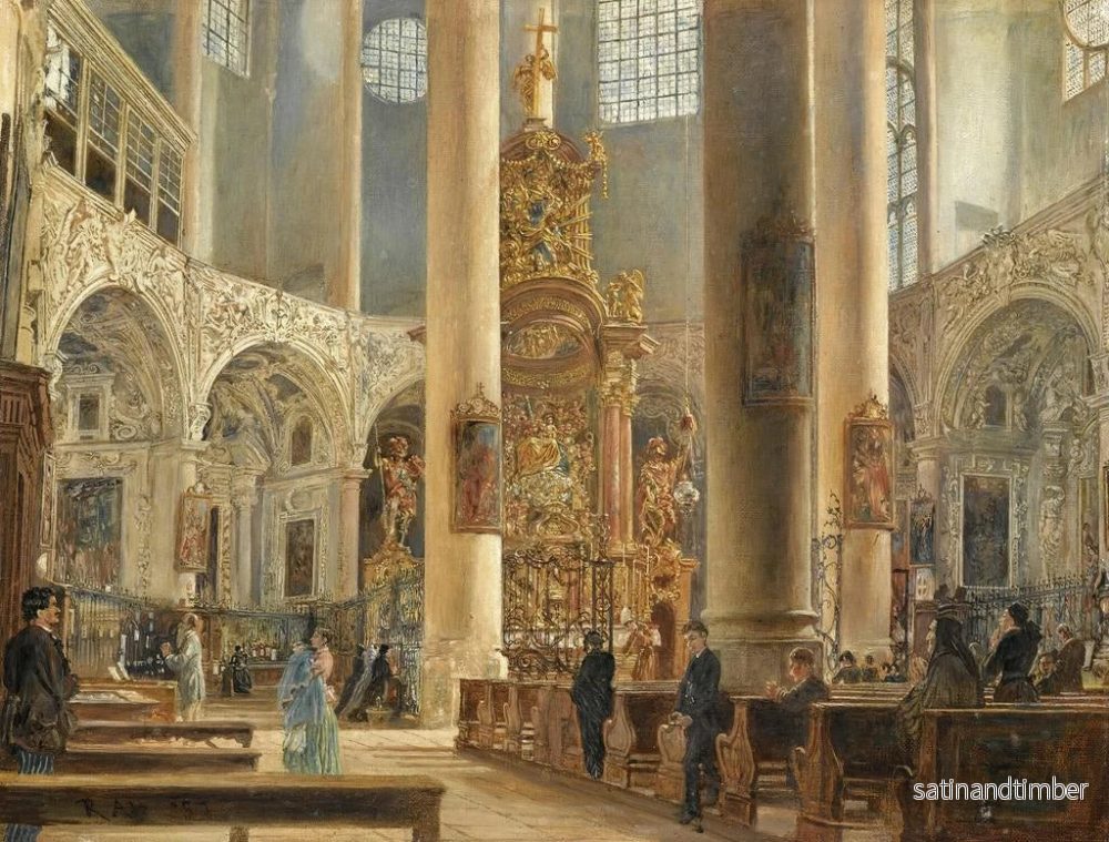 Reproduktion av målningen av den inre kyrkan av franciskanerklostret i Salzburg - Rudolf von Alt - Bild 2