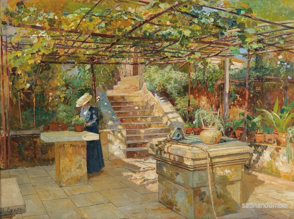 Reproduktion av målningen En blomsterälskare på en solig terrass - Marie Egner - Bild 2