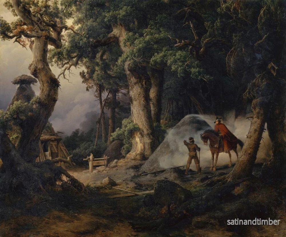 Reproduktion av målningen av en kolpanna i en ekskog - Karl Friedrich Lessing - Bild 2