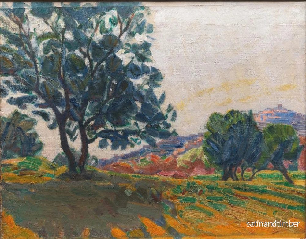 Reproduktion av målningen L'oliveraie med Cagnes i bakgrunden mot ljuset - Niels Larsen Stevns - Bild 2