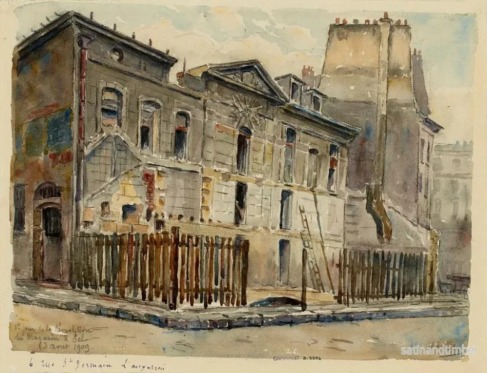 Reproduktion av målningen av den första dagen av rivningen av butiken Sel, 6 rue Saint-Germain de l'Auxerrois - Georges-Henri Manesse - Bild 2