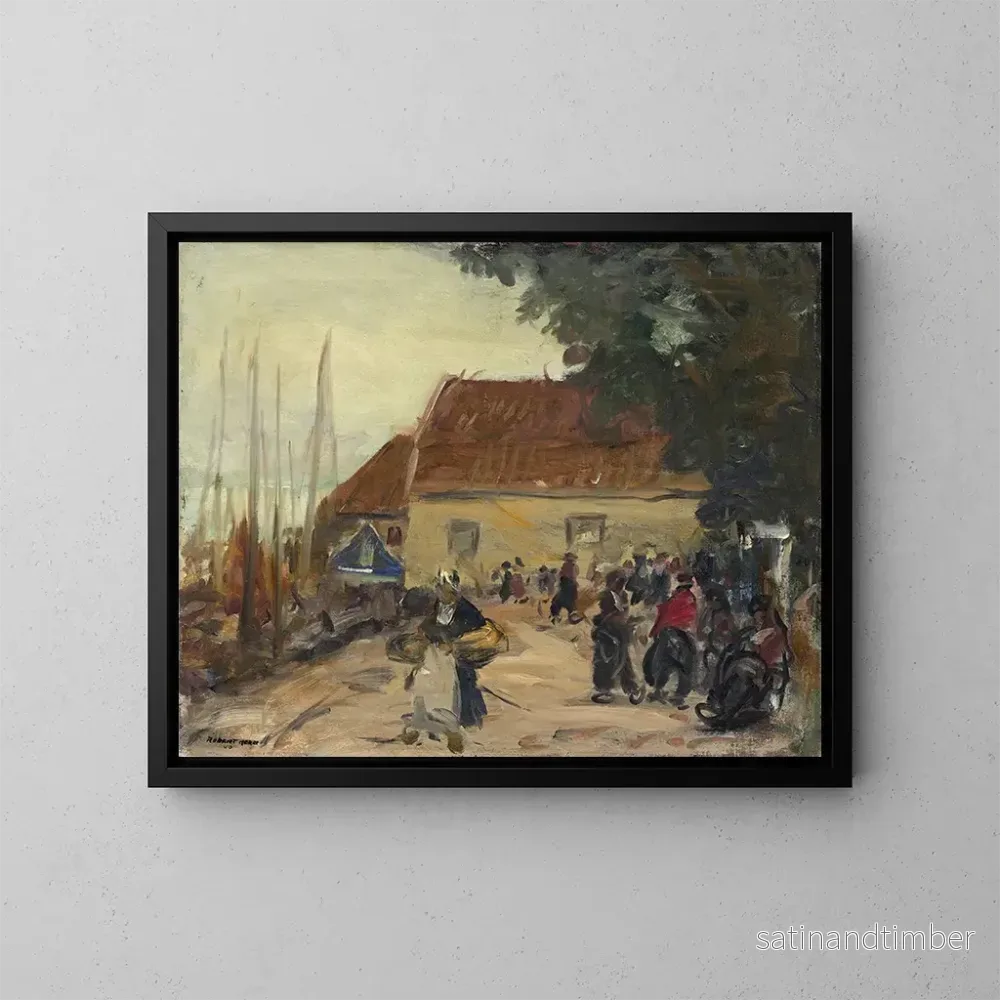 Reproduktion av målningen Scène de rue à Volendam – Robert Henri Reproduktion av målningen Scène de rue à Volendam – Robert Henri