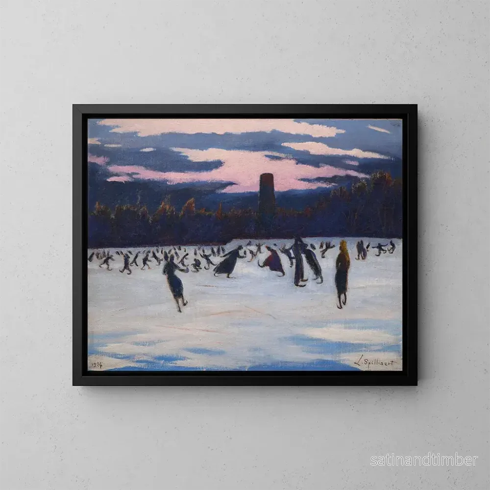 Reproduktion av målningen av målningarna ”Les Patineurs au parc Marie-Henriette à Ostende” av Léon Spilliaert Reproduktion av målningen av målningarna ”Les Patineurs au parc Marie-Henriette à Ostende” av Léon Spilliaert