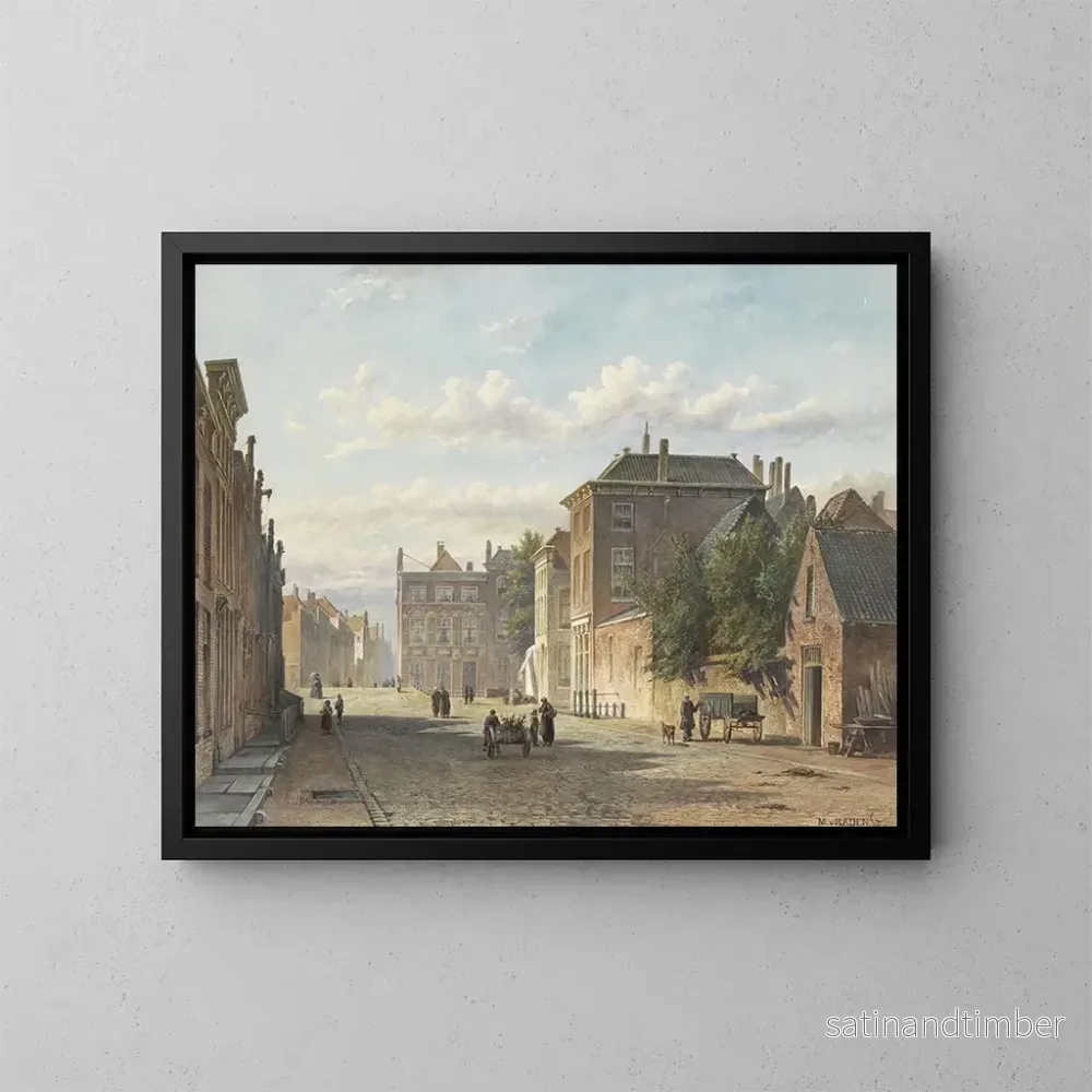 Reproduktion av målningen La rue de la Burgwal à La Haye - Marinus van Reymerswaele