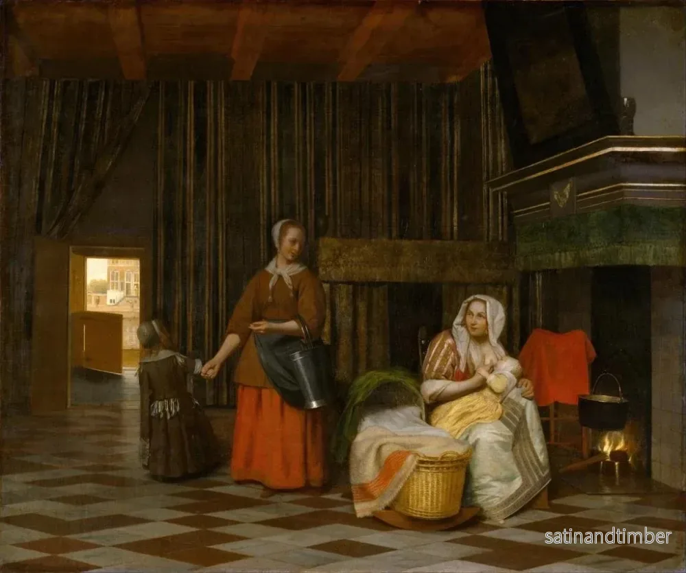 Reproduktion av målningen av kvinna och barn med en tjänare - Pieter de Hooch - Bild 2