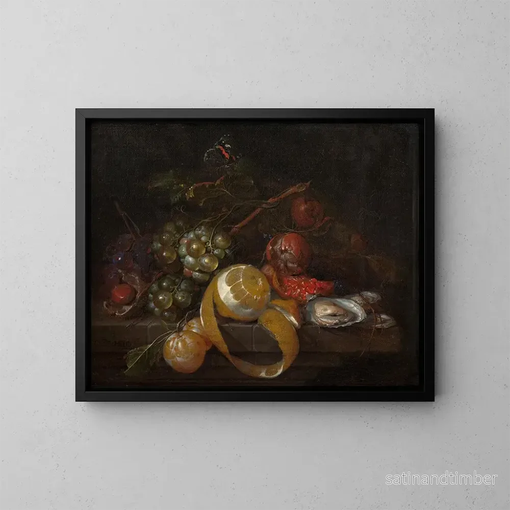 Reproduktion av målningen Komposition med en citron, druvor och ostron - Cornelis de Heem