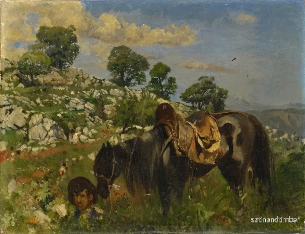 Reproduktion av målningen Cavalier dans les hautes herbes - Frank Buchser - Bild 2