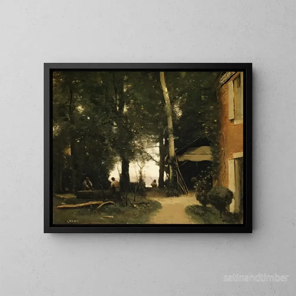 Reproduktion av målningen Les bords de la Seine à Conflans - Jean-Baptiste-Camille Corot