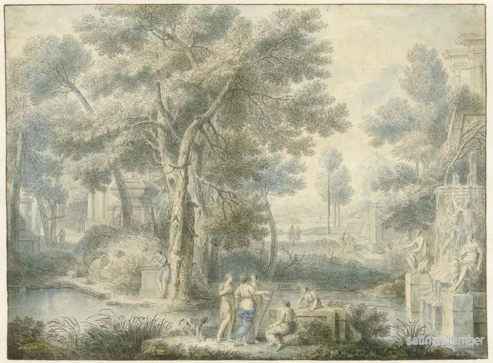 Reproduktion av målningen landskapsarkad med en fontän till höger - Louis Fabritius Dubourg - Bild 2