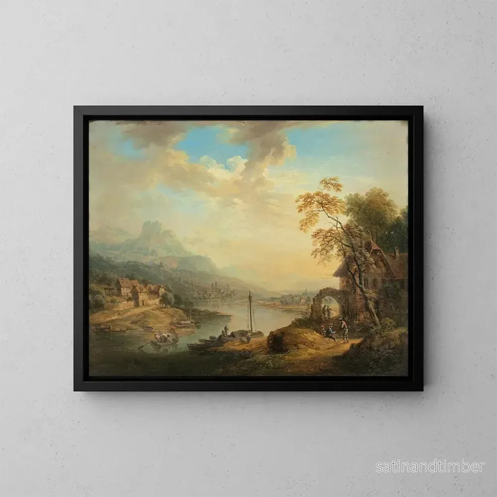 Reproduktion av målningen Landskap med flod – Christian Georg Schütz l’Ancien Reproduktion av målningen Landskap med flod – Christian Georg Schütz l’Ancien
